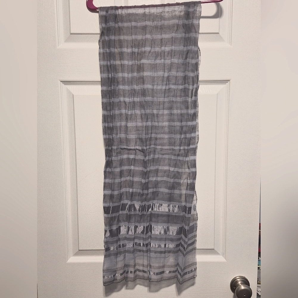 RISING TIDE | Silk, Cotton Gray Scarf